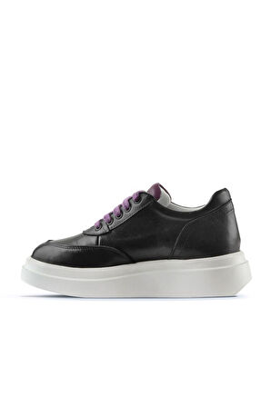 Bueno Shoes Siyah Lila Deri Kadın Sneakers 01wt4704