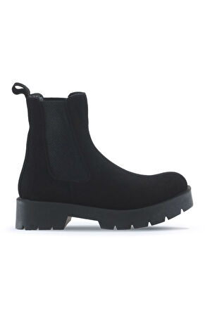 Bueno Shoes Siyah Süet Kadın Düz Bot 01wt2506