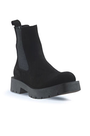 Bueno Shoes Siyah Süet Kadın Düz Bot 01wt2506