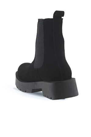 Bueno Shoes Siyah Süet Kadın Düz Bot 01wt2506