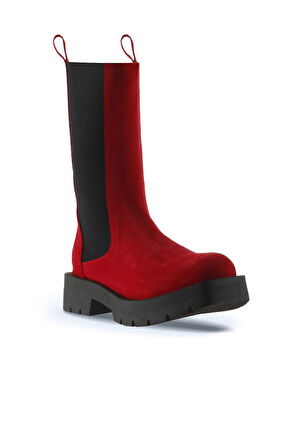 Bueno Shoes Kırmızı Süet Kadın Topuklu Bot 01wt2508