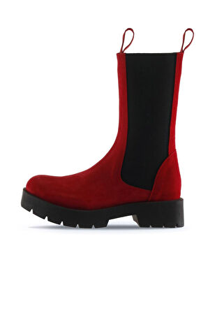 Bueno Shoes Kırmızı Süet Kadın Topuklu Bot 01wt2508