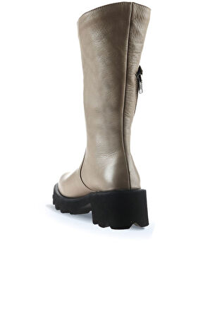 Bueno Shoes Gri Flotter Deri Kadın Düz Çizme 01wt1701