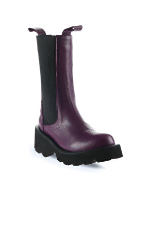 Bueno Shoes Mor Flotter Deri Kadın Topuklu Bot 01wt1703