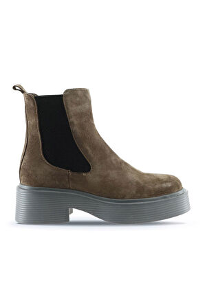Bueno Shoes Vizon Süet Kadın Topuklu Bot 01wt1800