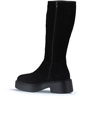 Bueno Shoes Siyah Süet Kadın Düz Çizme 01wt1803