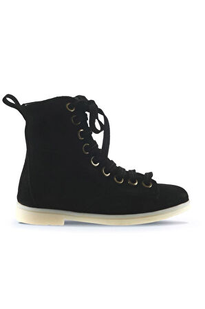 Bueno Shoes Siyah Süet Kadın Düz Bot 01wt3302