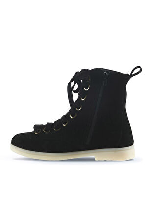 Bueno Shoes Siyah Süet Kadın Düz Bot 01wt3302