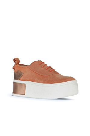 Bueno Shoes Turuncu Süet Kadın Dolgu Topuklu Ayakkabı 01ws7000