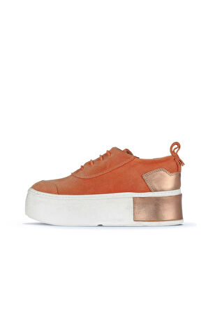 Bueno Shoes Turuncu Süet Kadın Dolgu Topuklu Ayakkabı 01ws7000