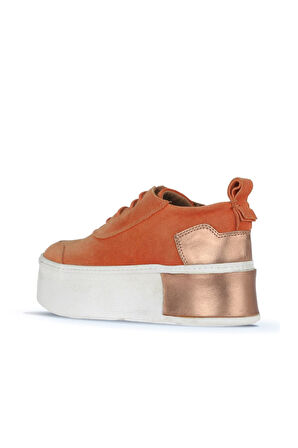 Bueno Shoes Turuncu Süet Kadın Dolgu Topuklu Ayakkabı 01ws7000
