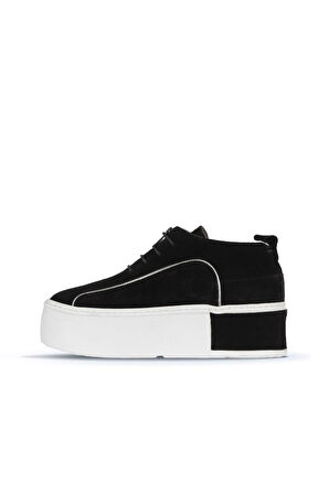 Bueno Shoes Siyah Süet Kadın Dolgu Topuklu Ayakkabı 01ws7001