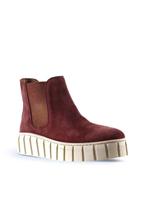 Bueno Shoes Bordo Süet Kadın Düz Bot 01wt3403