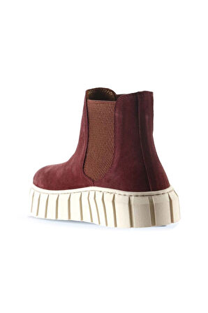 Bueno Shoes Bordo Süet Kadın Düz Bot 01wt3403