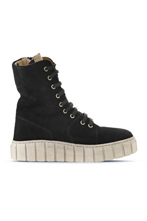 Bueno Shoes Siyah Süet Kadın Düz Bot 01wt3404