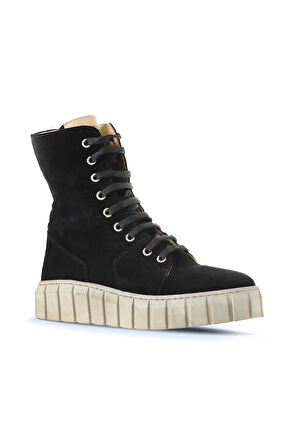 Bueno Shoes Siyah Süet Kadın Düz Bot 01wt3404
