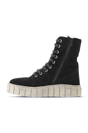Bueno Shoes Siyah Süet Kadın Düz Bot 01wt3404