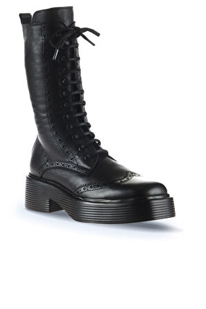 Bueno Shoes Siyah Deri Kadın Düz Çizme 01wt1805