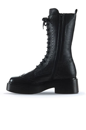 Bueno Shoes Siyah Deri Kadın Düz Çizme 01wt1805