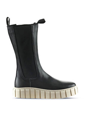 Bueno Shoes Siyah Deri Kadın Dolgu Topuklu Bot 01wt3410