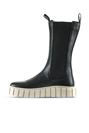 Bueno Shoes Siyah Deri Kadın Dolgu Topuklu Bot 01wt3410
