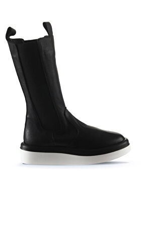 Bueno Shoes Siyah Siyah Deri Kadın Dolgu Topuklu Bot 01wt5800