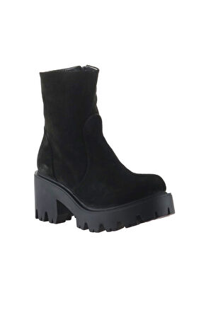 Bueno Shoes Siyah Süet Kadın Topuklu Bot 01wr3901