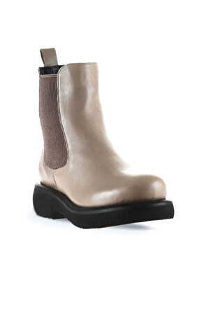 Bueno Shoes Gri Deri Kadın Düz Bot 01wt0508
