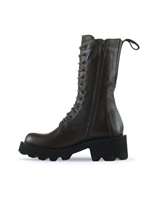 Bueno Shoes Haki Flotter Deri Kadın Topuklu Bot 01wt1702