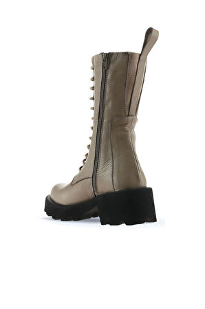 Bueno Shoes Gri Flotter Deri Kadın Topuklu Bot 01wt1702