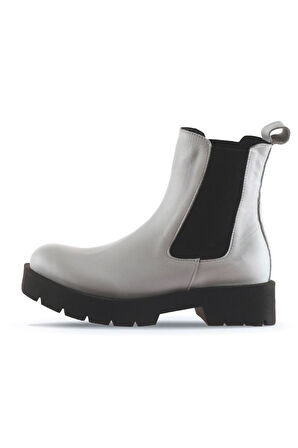 Bueno Shoes Beyaz Deri Kadın Düz Bot 01wt2506