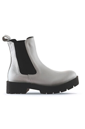 Bueno Shoes Beyaz Deri Kadın Düz Bot 01wt2506