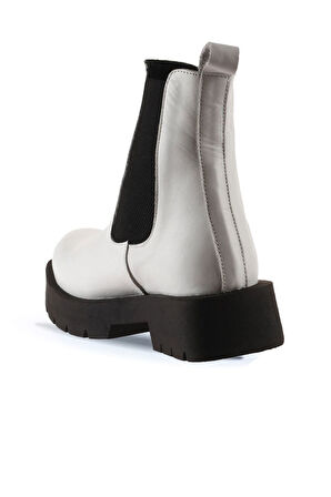 Bueno Shoes Beyaz Deri Kadın Düz Bot 01wt2506