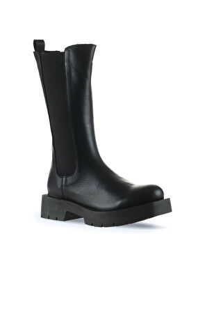Bueno Shoes Siyah Deri Kadın Düz Bot 01wt2517