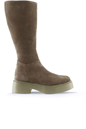 Bueno Shoes Vizon Süet Kadın Düz Çizme 01wt1803