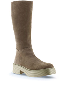 Bueno Shoes Vizon Süet Kadın Düz Çizme 01wt1803