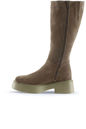 Bueno Shoes Vizon Süet Kadın Düz Çizme 01wt1803