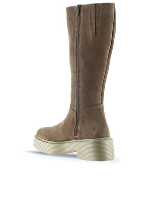 Bueno Shoes Vizon Süet Kadın Düz Çizme 01wt1803
