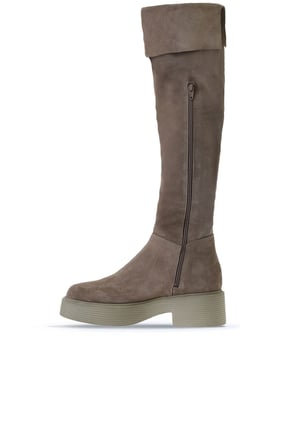 Bueno Shoes Vizon Süet Kadın Düz Çizme 01wt1804