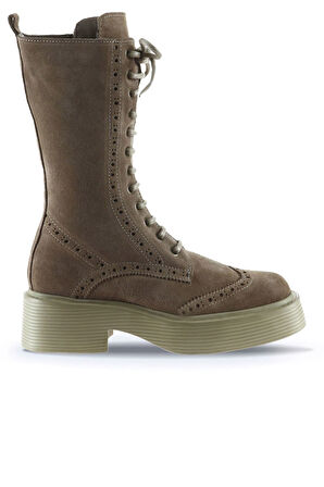Bueno Shoes Vizon Süet Kadın Düz Çizme 01wt1805