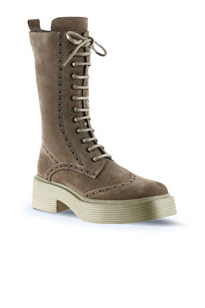 Bueno Shoes Vizon Süet Kadın Düz Çizme 01wt1805