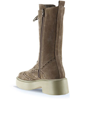 Bueno Shoes Vizon Süet Kadın Düz Çizme 01wt1805