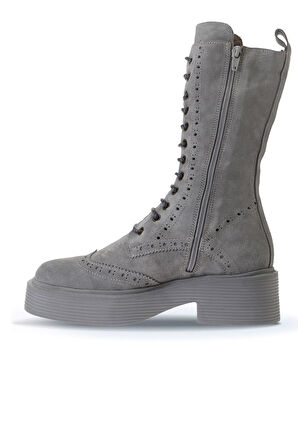 Bueno Shoes Gri Açık Süet Kadın Düz Çizme 01wt1805