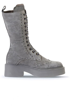 Bueno Shoes Gri Açık Süet Kadın Düz Çizme 01wt1805