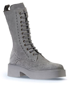 Bueno Shoes Gri Açık Süet Kadın Düz Çizme 01wt1805
