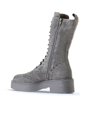 Bueno Shoes Gri Açık Süet Kadın Düz Çizme 01wt1805