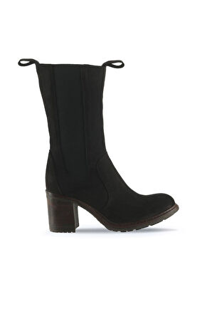 Bueno Shoes Siyah Nubuk Kadın Topuklu Bot 01wt6101