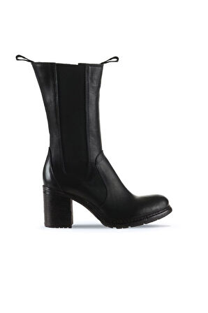 Bueno Shoes Siyah Deri Kadın Topuklu Bot 01wt6101