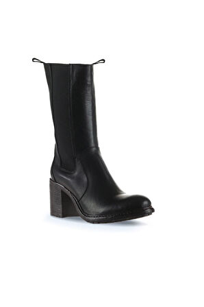 Bueno Shoes Siyah Deri Kadın Topuklu Bot 01wt6101