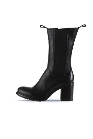 Bueno Shoes Siyah Deri Kadın Topuklu Bot 01wt6101